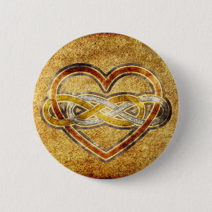 Badge Rond 5 Cm Symbole double infini Coeur BiColor