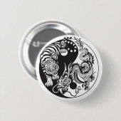Badge Rond 5 Cm symbole du dragon et du tigre yin yang (Devant & derrière)