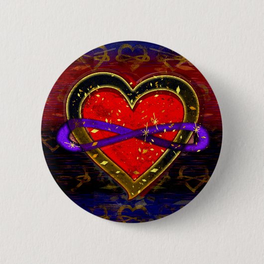 Badge Rond 5 Cm Symbole du drapeau en polyamory Coeur d'infini art (Devant)