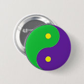 BADGE ROND 5 CM SYMBOLE DU MARDI GRAS YIN YANG (Devant & derrière)