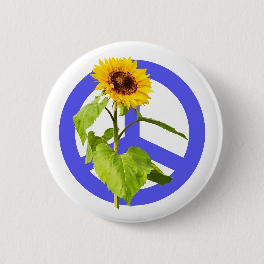 Badge Rond 5 Cm Symbole du tournesol et de la paix bleue (Devant)