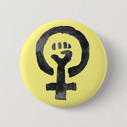 Badge Rond 5 Cm Symbole féministe de poing (Devant)