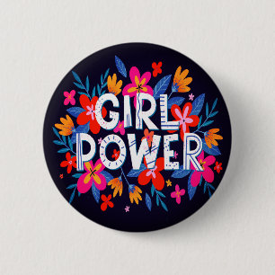 Badge Rond 5 Cm Symbole floral de la fille Power Femme