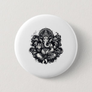 Badge Rond 5 Cm Symbole Ganesh Yoga Dieu Éléphant Hindou Ganesha P