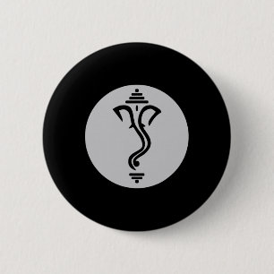 Badge Rond 5 Cm Symbole Ganesha Méditation Spirituel Inde Yoga