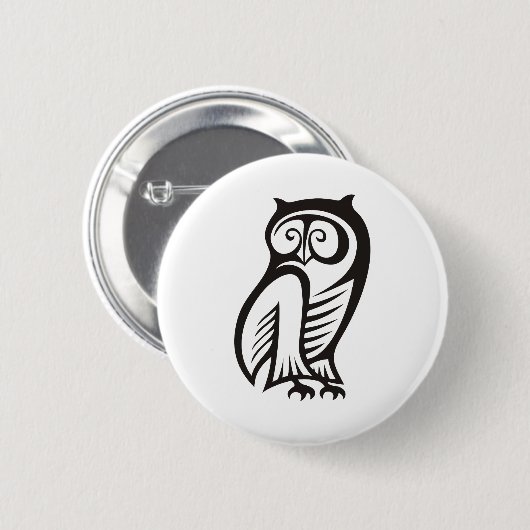 Badge Rond 5 Cm Symbole hibou noir (Devant & derrière)