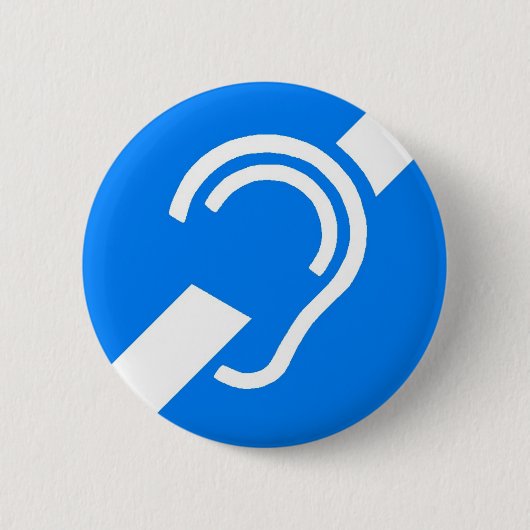 Badge Rond 5 Cm Symbole international pour sourd (Devant)