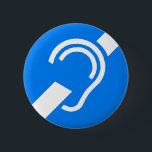 Badge Rond 5 Cm Symbole international pour sourd<br><div class="desc">Le symbole international pour le sourd et dur de l'audition sur l'arrière - plan bleu moyen.</div>