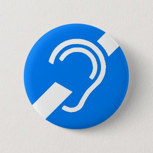 Badge Rond 5 Cm Symbole international pour sourd