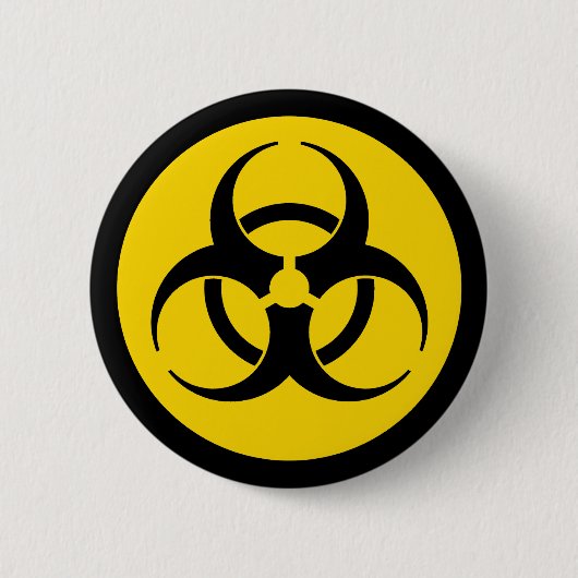 Badge Rond 5 Cm Symbole jaune de Biohazard (Devant)