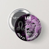 Badge Rond 5 Cm SYMBOLE LEO Horoscope (Devant & derrière)