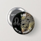 Badge Rond 5 Cm SYMBOLE LEO Horoscope (Devant & derrière)