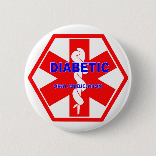 BADGE ROND 5 CM SYMBOLE ORAL DIABÉTIQUE D'IDENTIFICATION DE (Devant)