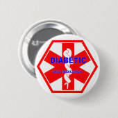 BADGE ROND 5 CM SYMBOLE ORAL DIABÉTIQUE D'IDENTIFICATION DE (Devant & derrière)