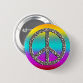 Badge Rond 5 Cm Symbole PEACE - ARGENT (Devant & derrière)