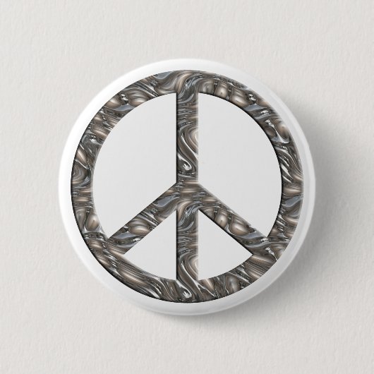 Badge Rond 5 Cm Symbole PEACE - ARGENT (Devant)