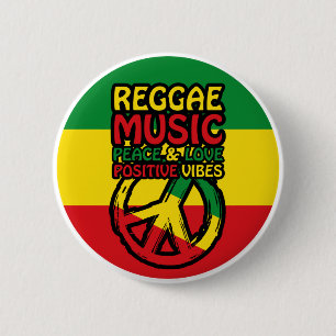 Badge Rond 5 Cm Symbole Reggae et Paix avec citations positives