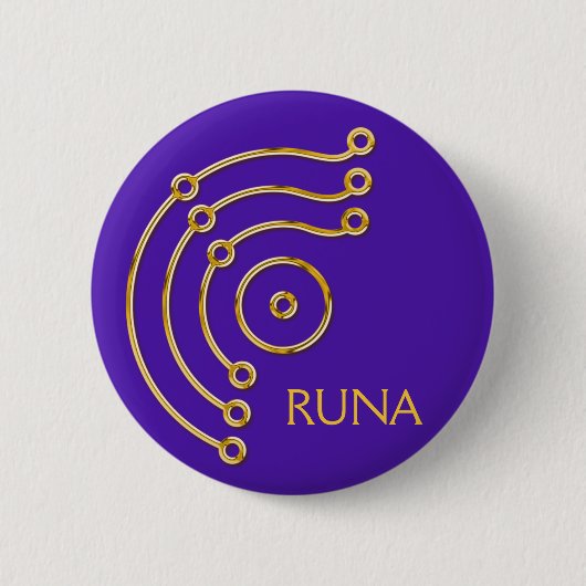 Badge Rond 5 Cm Symbole RUNA / OR, RUNA violet (Devant)