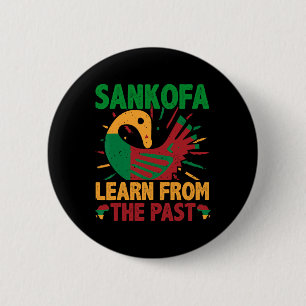 Badge Rond 5 Cm Symbole Sankofa et Adinkra Ghana pour l'histoire d