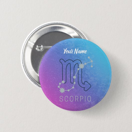 Badge Rond 5 Cm Symbole Scorpio Zodiac Star Horoscope Constellatio (Devant & derrière)