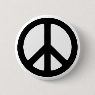 Badge Rond 5 Cm Symbole Super de paix noir classique