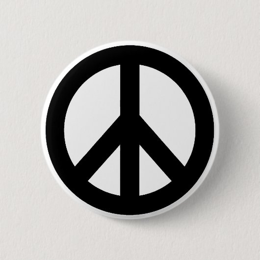BADGE ROND 5 CM SYMBOLE SYMBOLE DE LA PAIX BLANC NOIR (Devant)