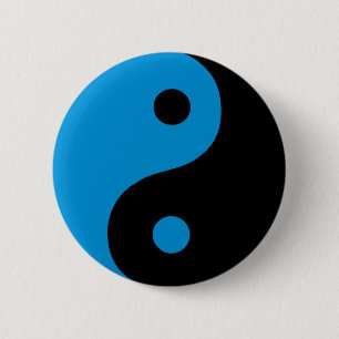 Badge Rond 5 Cm Symbole taoïste Yin Yang bleu