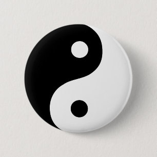 Badge Rond 5 Cm Symbole taoïste Yin Yang noir et blanc
