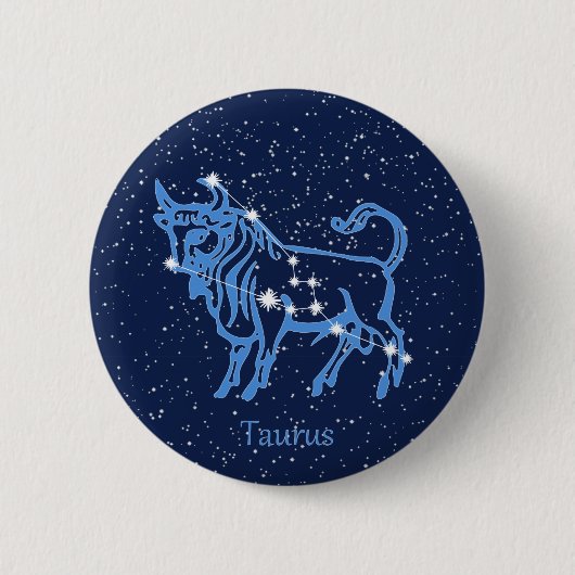 Badge Rond 5 Cm Symbole Taurus Constellation et Zodiaque avec étoi (Devant)