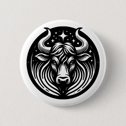 Badge Rond 5 Cm Symbole Taurus Taureau Horoscope (Devant)