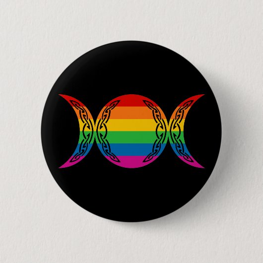 Badge Rond 5 Cm Symbole triple de déesse d'arc-en-ciel (Devant)