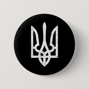 Badge Rond 5 Cm Symbole ukrainien Tryzub - Trident ukrainien pour