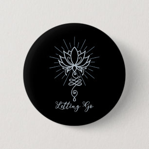Badge Rond 5 Cm Symbole Unalome Fleur de Lotus Lâcher prise 