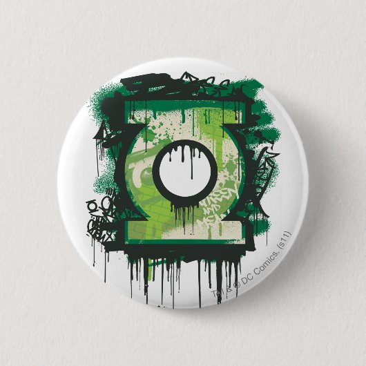 Badge Rond 5 Cm Symbole vert de graffiti de lanterne (Devant)