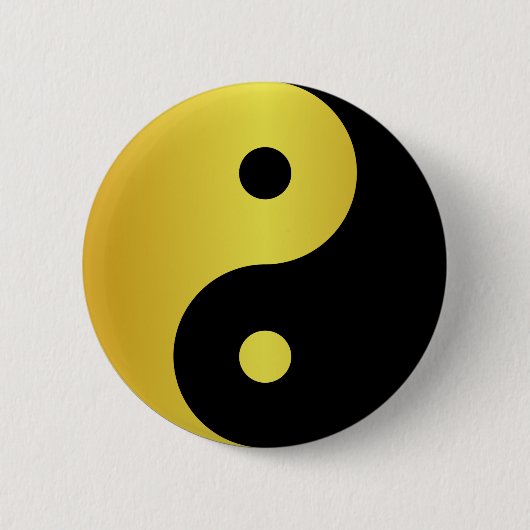 Badge Rond 5 Cm Symbole Yin et Yang | Gold asian philosophie zen (Devant)