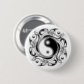 Badge Rond 5 Cm Symbole Yin et Yang Style tatouage noir et blanc (Devant & derrière)