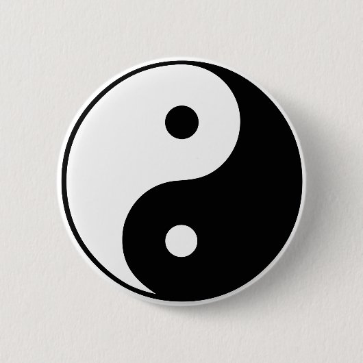 Badge Rond 5 Cm Symbole Yin Yang : (Devant)