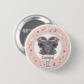 Badge Rond 5 Cm SYMBOLE Zodiaque Gemini (Devant & derrière)