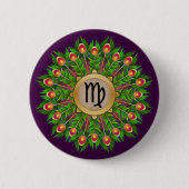 Badge Rond 5 Cm Symbole Zodiaque Peacock Feather Wire Virgo (Devant)