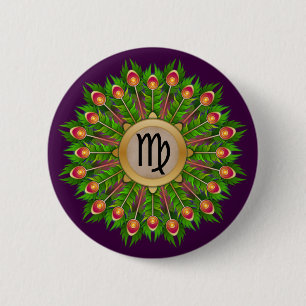 Badge Rond 5 Cm Symbole Zodiaque Peacock Feather Wire Virgo