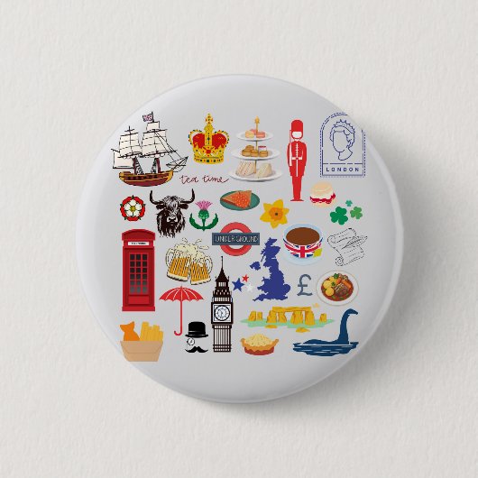 Badge Rond 5 Cm Symboles britanniques (Devant)