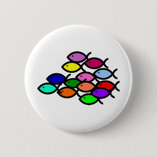 Badge Rond 5 Cm Symboles chrétiens de poissons - école