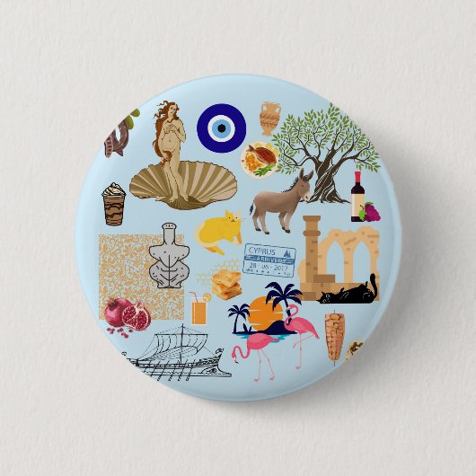 Badge Rond 5 Cm Symboles de Chypre (Devant)