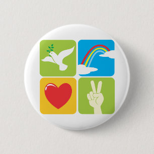 Badge Rond 5 Cm Symboles de l'amour et de la paix d'espoir de foi