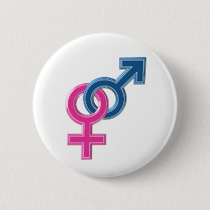 Badge Rond 5 Cm Symboles jumelés masculins féminins
