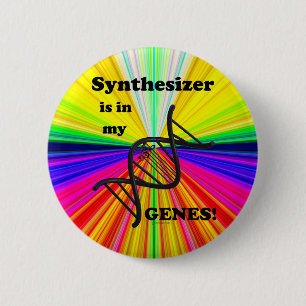 Badge Rond 5 Cm Synthétiseur Est Dans Mes Gènes