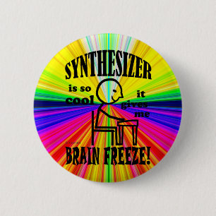 Badge Rond 5 Cm Synthétiseur, gel du cerveau