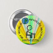 Badge Rond 5 Cm Synthétiseur - Le monde tourne autour (Devant & derrière)