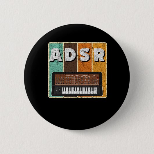 Badge Rond 5 Cm Synthétiseur modulaire analogique ADSR cadeau rétr (Devant)