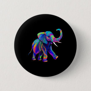 Badge Rond 5 Cm Synthwave Rétro Années 80 90 Éléphant Trompe Haut
